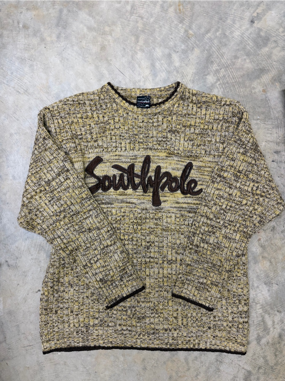 Southpole Men's Yellow Marled Crewneck Sweater